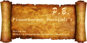 Pissenberger Bozsidár névjegykártya
